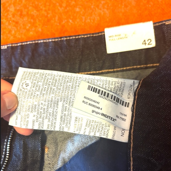 Zara dark wash mid-rise wide leg full length jeans NWT - Picture 7 of 10